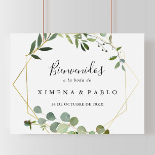 Affiche SYMBOLE Feuille Vert tropical Bienvenidos Mariage