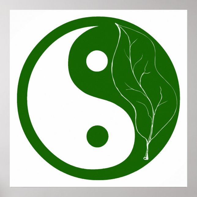 Affiche SYMBOLE FEUILLE VERTE YIN Yang (Devant)