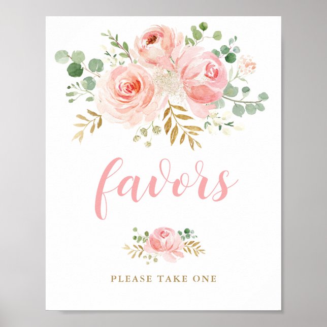 Affiche Symbole Fleur Blush Baby shower Faveurs (Devant)