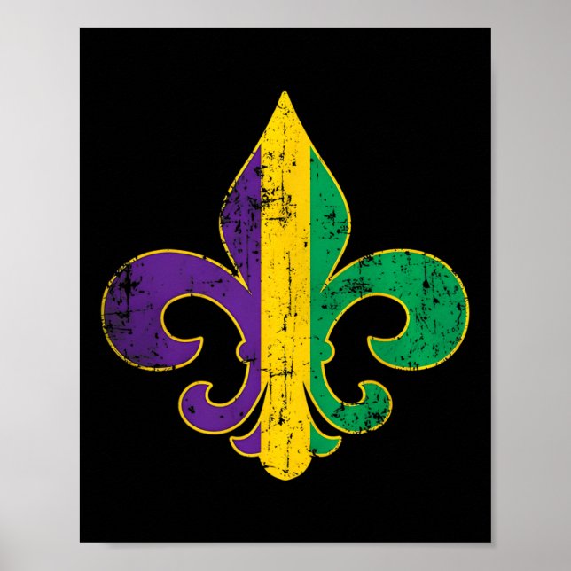 Affiche Symbole Fleur Delis Mardi Gras Louisiane Carnaval  (Devant)