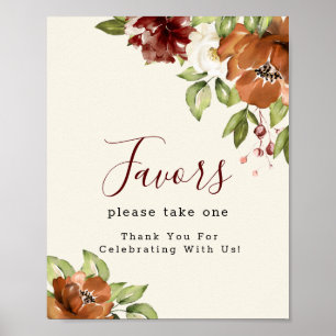 Affiche Symbole Fleur Floral Maroon Faveurs Automne