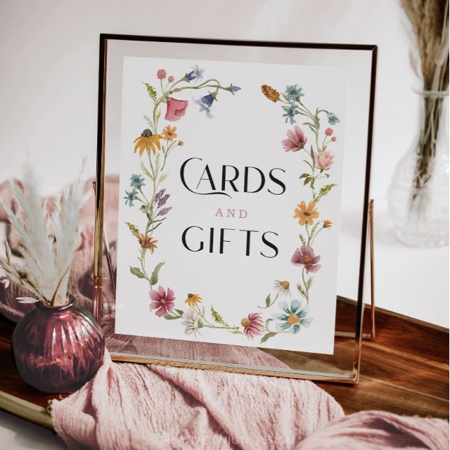 Affiche Symbole fleur sauvage Boho Fêtes des mariées Carte (Créateur téléchargé)