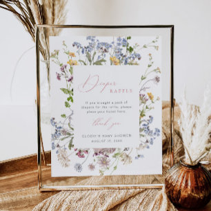 Affiche SYMBOLE fleur sauvage Déchets Baby shower floral