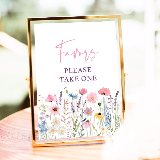 Affiche Symbole Fleur sauvage rose du Baby shower préféré (Créateur téléchargé)