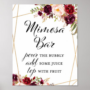 Affiche SYMBOLE Floral Boho Bourgogne 8x10"