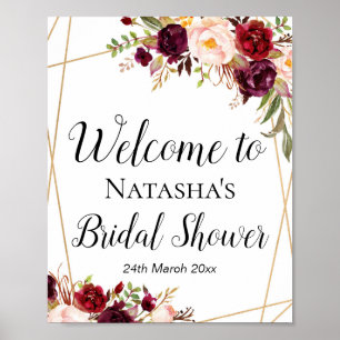 Affiche SYMBOLE Floral Boho Bourgogne personnalisé de 8x10