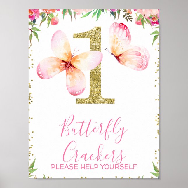 Affiche Symbole Floral Butterflies Gold Parties scintillan (Devant)