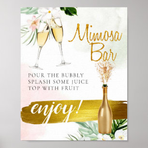 Affiche Symbole Floral Greenery Gold Bridal Brunch Mimosa 