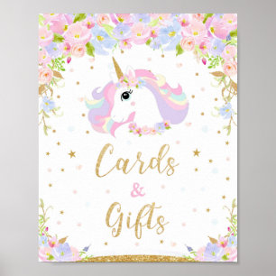 Affiche Symbole floral Pastel Unicorn Cartes et cadeaux Dé