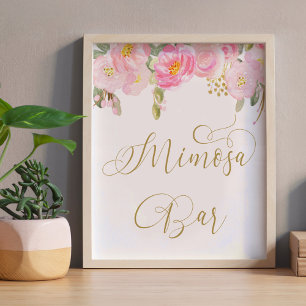 Affiche Symbole Floral Rose Gold Calligraphie Mimosa Bar
