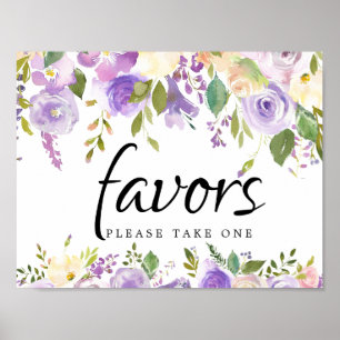 Affiche Symbole floral violet et ivoire rustique
