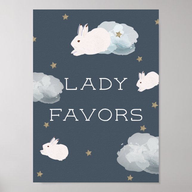 Affiche Symbole Flying Bunny Baby shower Lady Favors (Devant)
