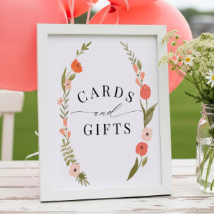 Affiche Symbole Folk Rose Floral Wreath Cartes et Cadeaux