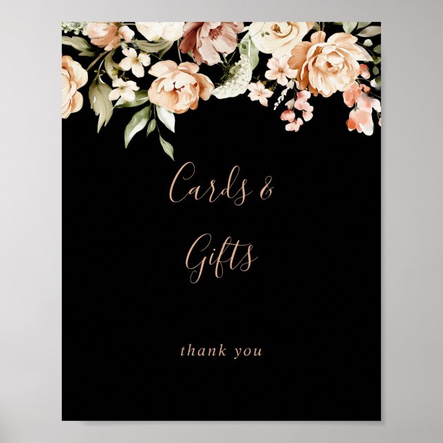 Affiche Symbole Formel Noir Royal Floral Cartes et Cadeaux (Devant)