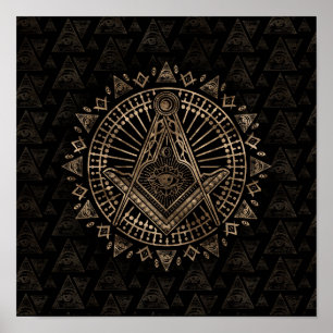 Affiche Symbole franc-maçonnerie Carré et Compass