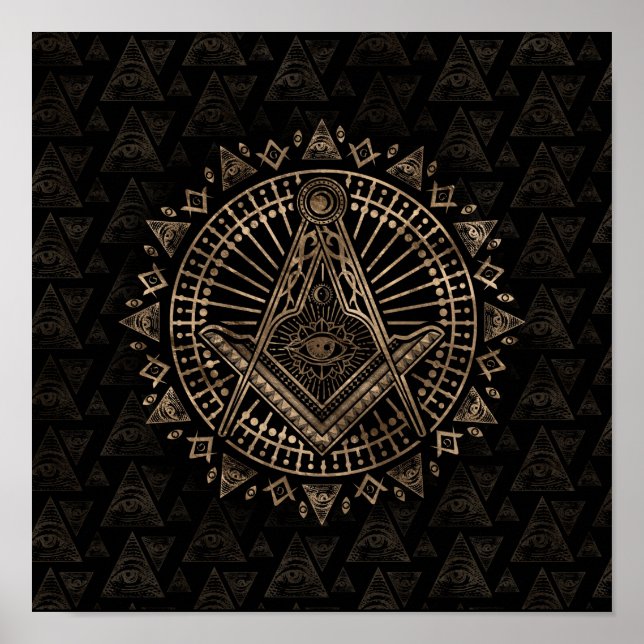 Affiche Symbole franc-maçonnerie Carré et Compass (Devant)