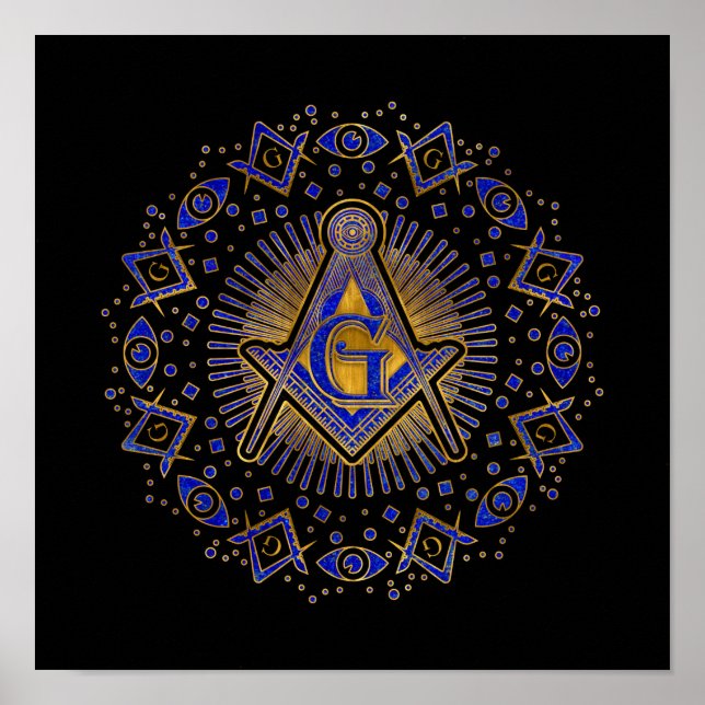 Affiche Symbole franc-maçonnerie Carré et Compass (Devant)