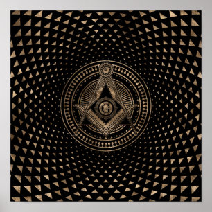 Affiche Symbole franc-maçonnerie Carré et Compass