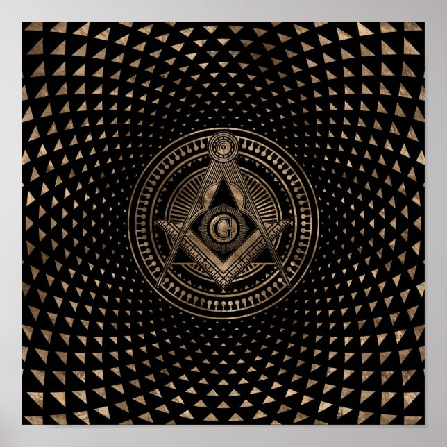 Affiche Symbole franc-maçonnerie Carré et Compass (Devant)