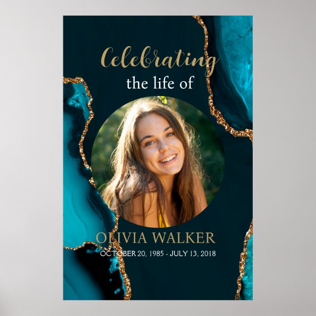 Affiche Symbole funéraire Turquoise & Gold (Devant)