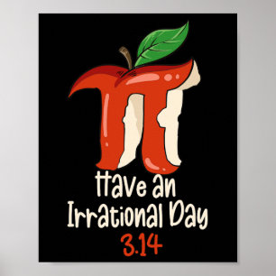 Affiche Symbole Funny Pi Day avec décor pomme drôle Math T
