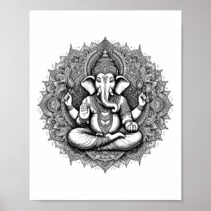 Affiche Symbole Ganesh Yoga Hindou Dieu Éléphant Ganesha P