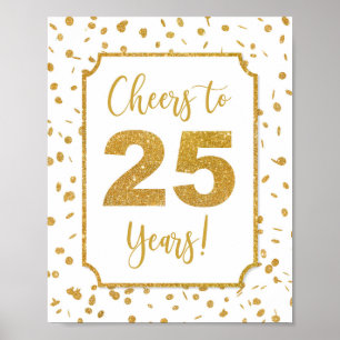 Affiche Symbole Gold Confetti Party 25 ans