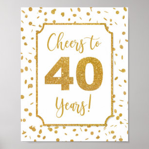 Affiche Symbole Gold Confetti Party de 40 ans