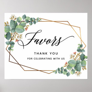 Affiche Symbole Gold Frame Eucalyptus Mariage Faveur