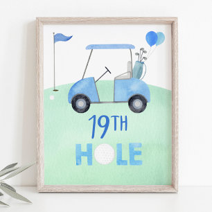 Affiche Symbole Golf Premier Anniversaire Par-tee 19e Trou