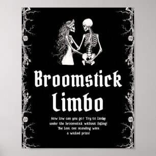 Affiche Symbole gothique Halloween Squelette Broomstick Li