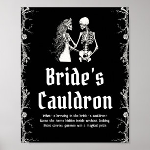 Affiche SYMBOLE GOTHIQUE Halloween Squelette Mariée Cauldr