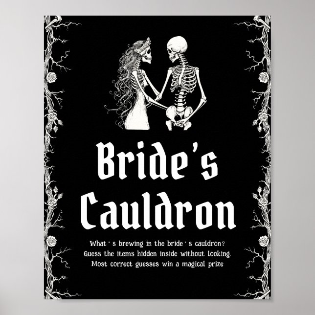 Affiche SYMBOLE GOTHIQUE Halloween Squelette Mariée Cauldr (Devant)