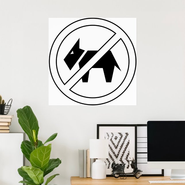 Affiche Symbole gras noir et blanc « Chiens interdits » (Créateur téléchargé)