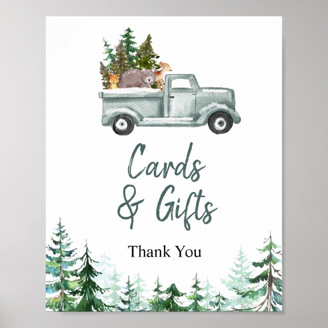Affiche Symbole Green Truck Woodland Animaux Cartes et Cad (Devant)