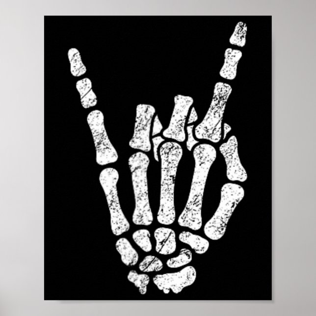 Affiche Symbole Halloween Rock Hand Sign Skeleton Rock N R (Devant)