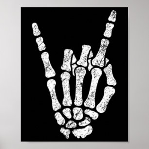 Affiche Symbole Halloween Rock Hand Sign Skeleton Rock N R
