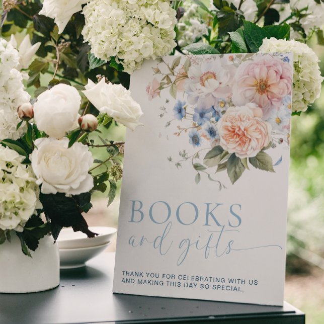 Affiche Symbole Hargrove Blue Floral Livres et Cadeaux (Créateur téléchargé)