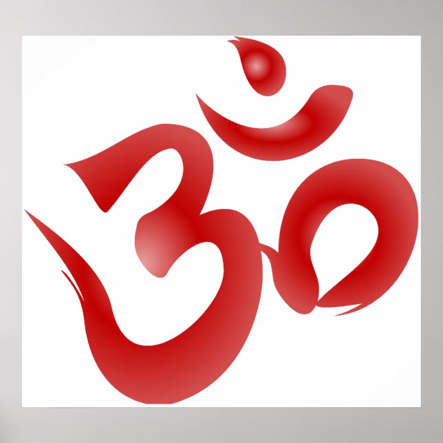 Affiche Symbole hindou rouge Om Aum Devanagari Calligraphi (Devant)