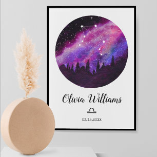 Affiche Symbole Horoscope de Constellation Rose