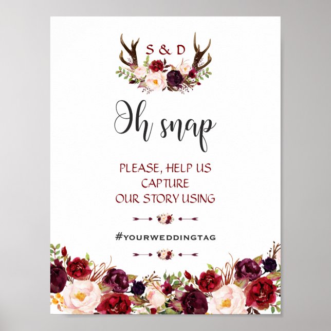 Affiche Symbole Instagram Oh Snap Floral Antlers (Devant)