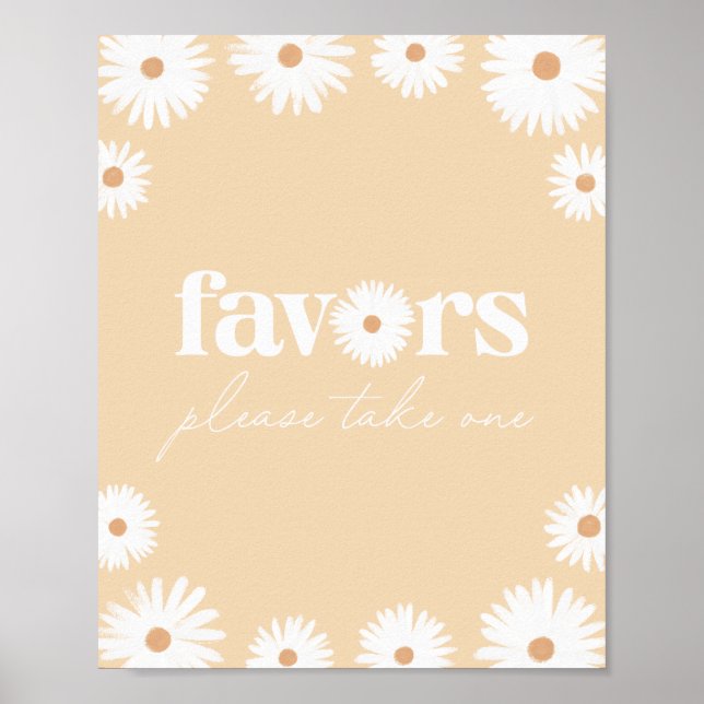 Affiche Symbole Jaune Boho Daisy Fête d'Anniversaire Favor (Devant)