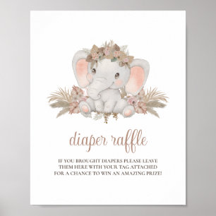 Affiche SYMBOLE JOLIE Baby shower Eléphant Boho