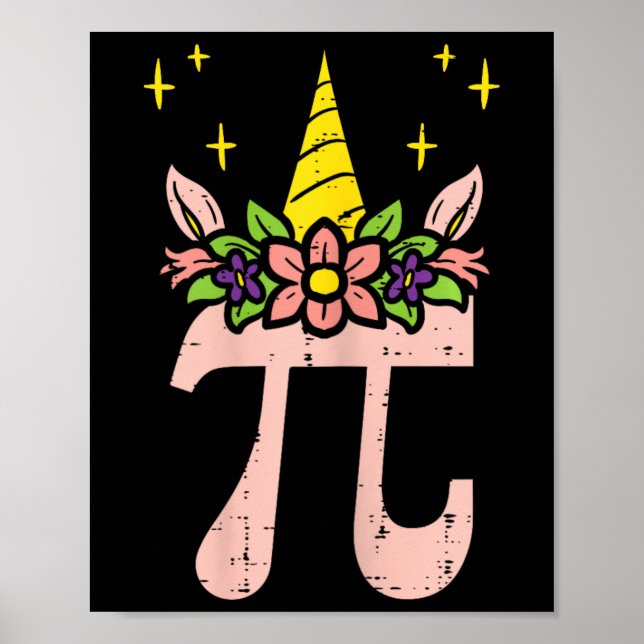 Affiche Symbole Jour Pi Unicorn Tête Cute 314 Math Pun Gee (Devant)