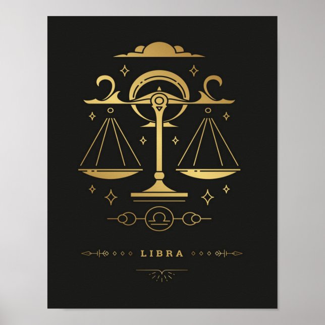 Affiche Symbole Libra Zodiac - Cadeau Vintage pour anniver (Devant)