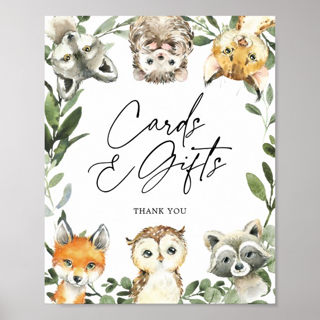 Affiche Symbole Little Woodland Baby shower Cartes et Cade (Devant)