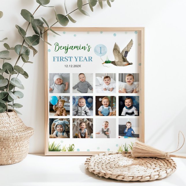 Affiche Symbole Lucky Duck Boy Première Année Photo Milest (Créateur téléchargé)