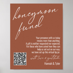 Affiche Symbole Lune de Miel Moderne QR Code Terracotta
