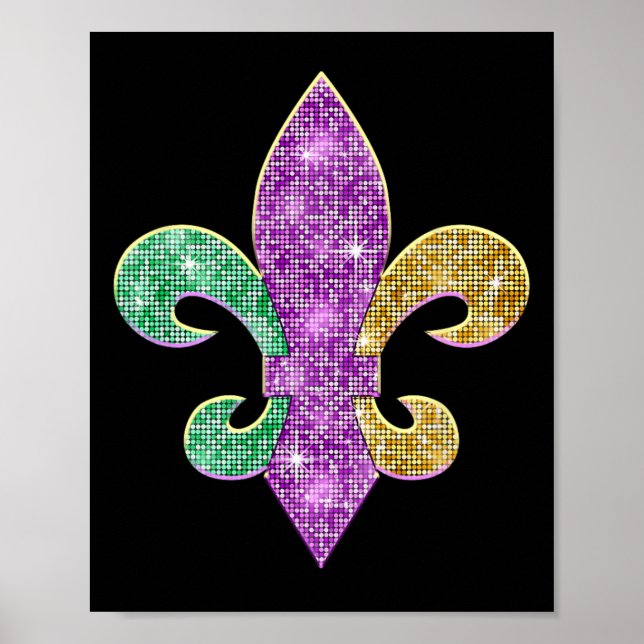 Affiche Symbole Mardi Gras Fleur De Lis Carnaval Louisiane (Devant)