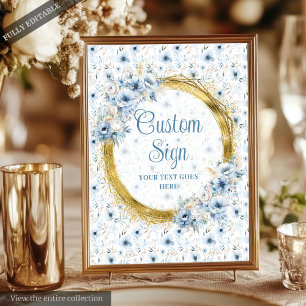 Affiche Symbole Mariage Boho Dusty Blue Gold 8x10